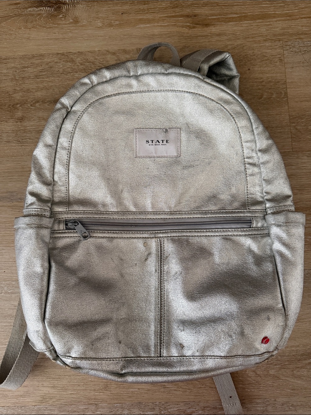 STATE Silver Metallic Kane Backpack